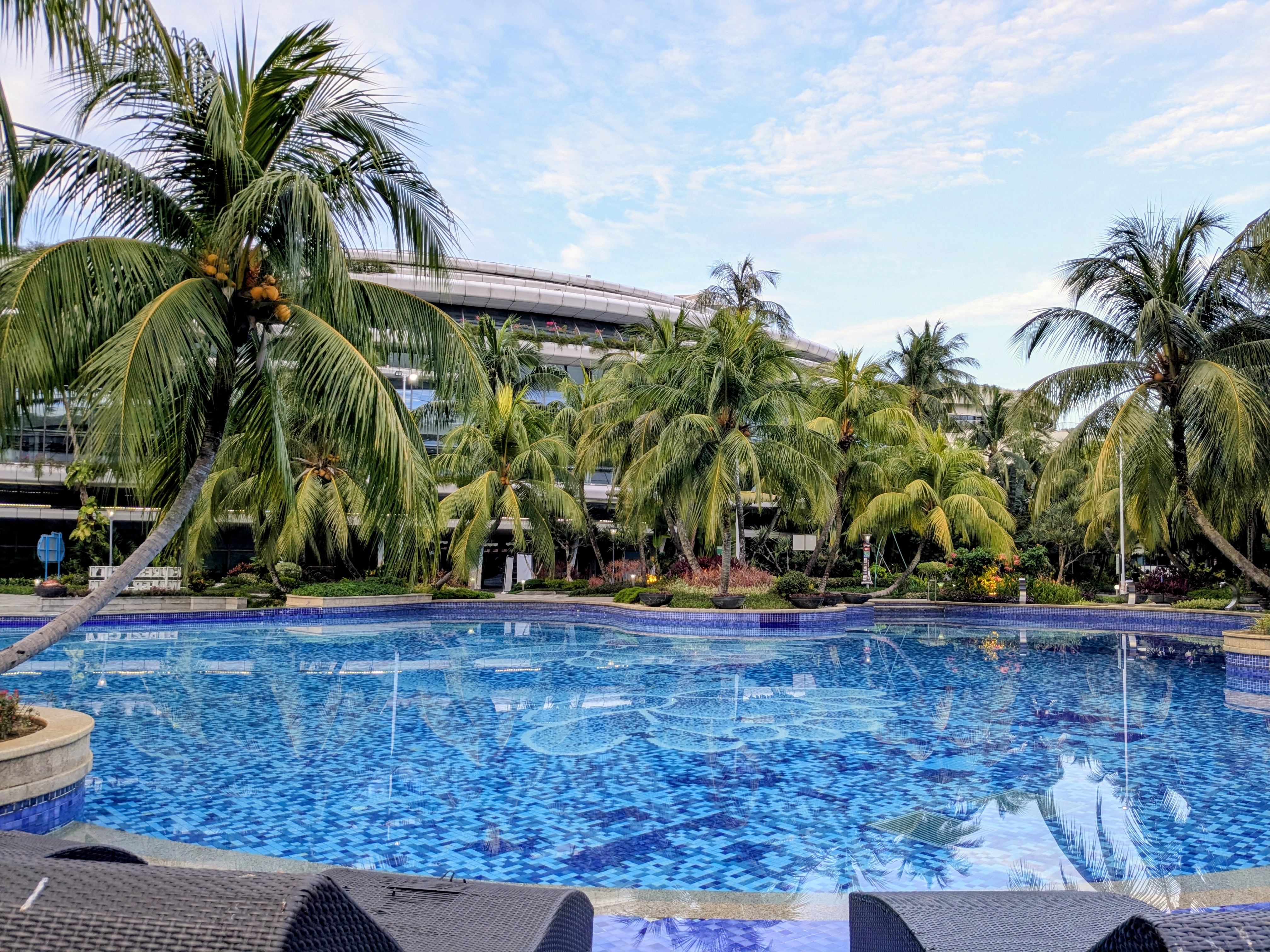 Forest City panoramic view with sea and sports courts