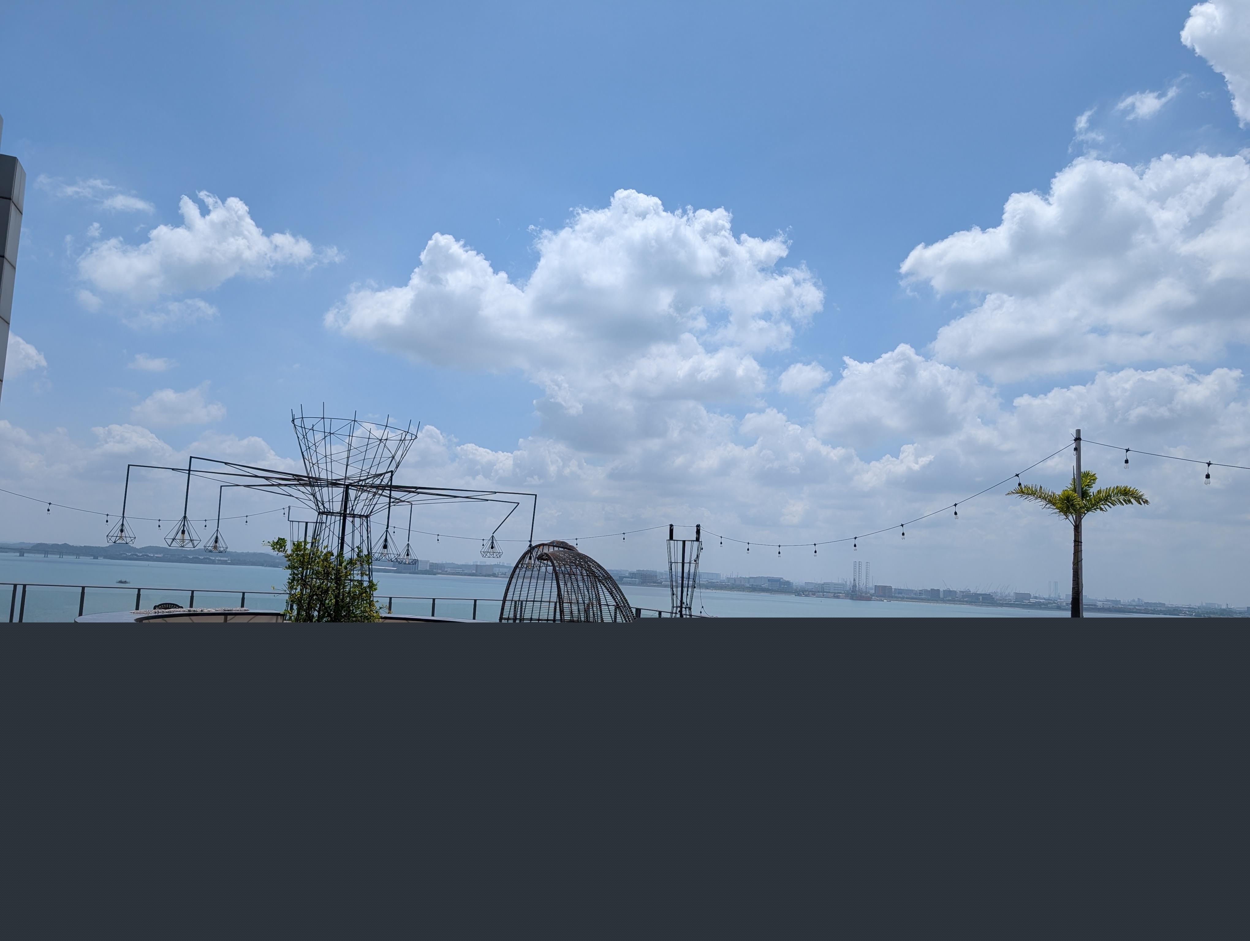 Rooftop terrace overlooking the Singapore Strait