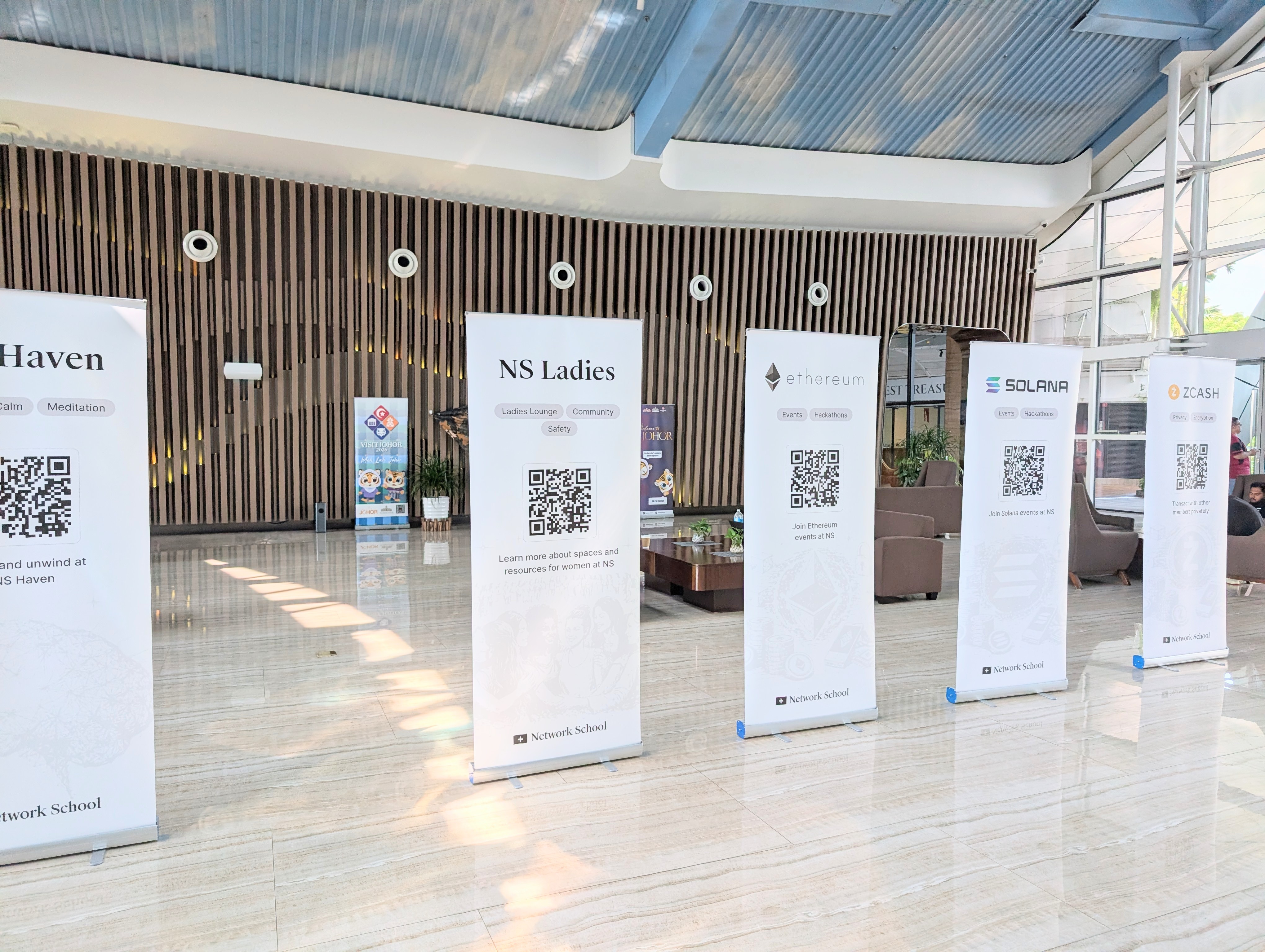 NS community event banners in main lobby